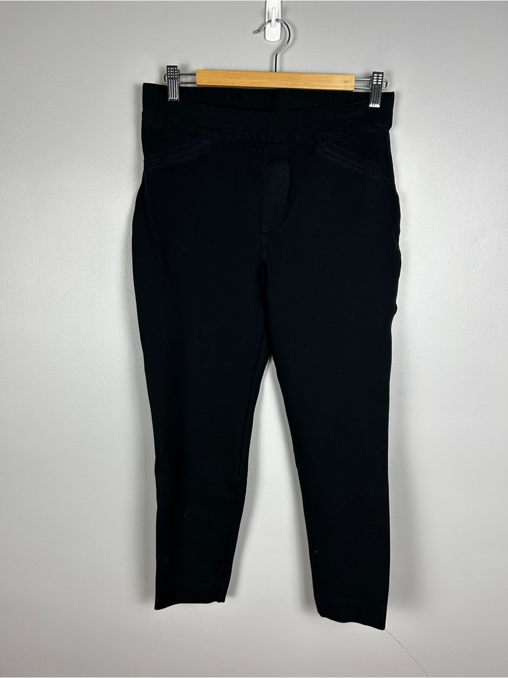SPANX Black Stretch Skinny Ponte Knit Pants Ankle Length Large Elevated Basic